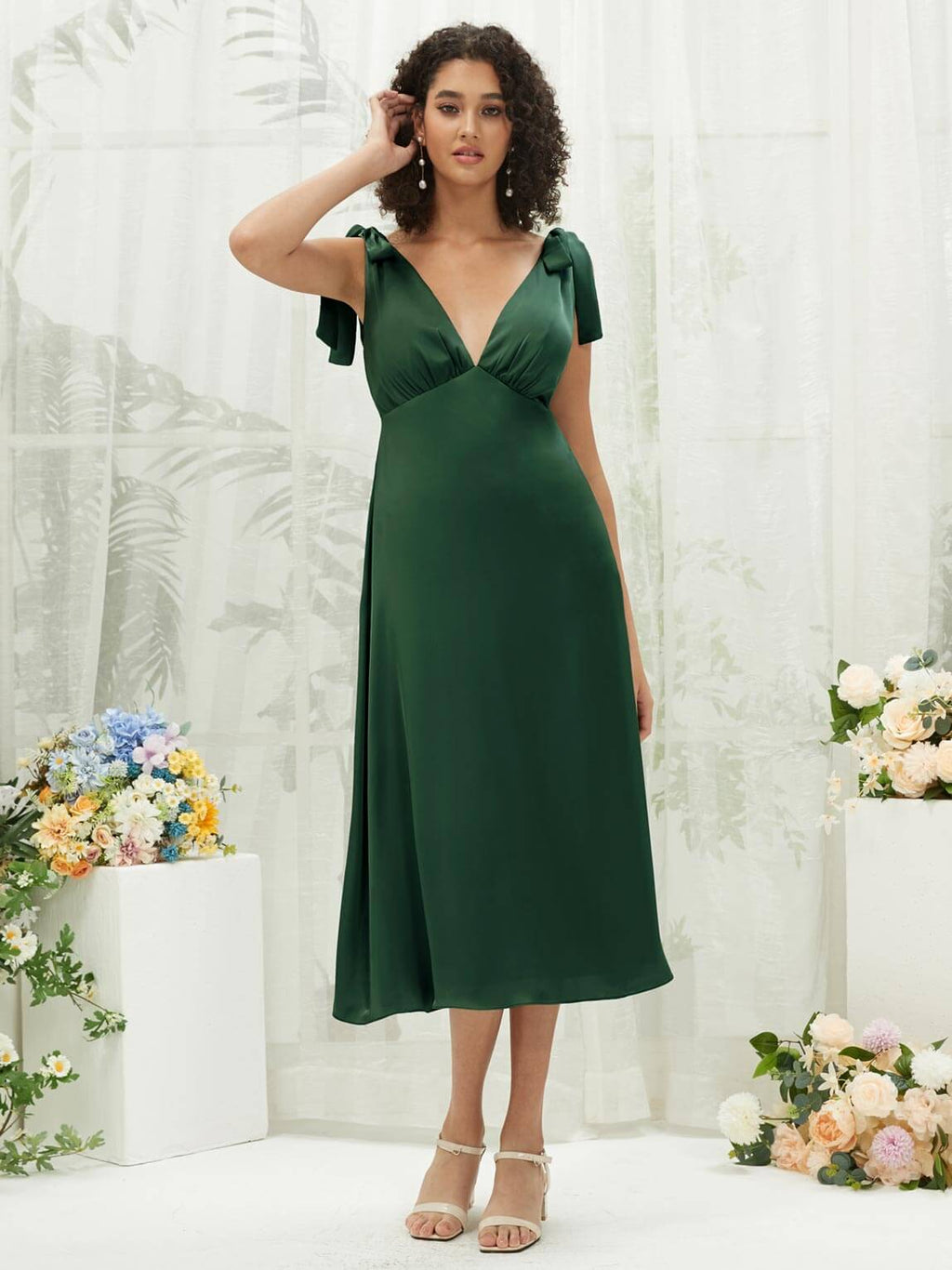 NZ Bridal Emerald Green Detachable Satin Backless bridesmaid dresses BH30512 Gloria a