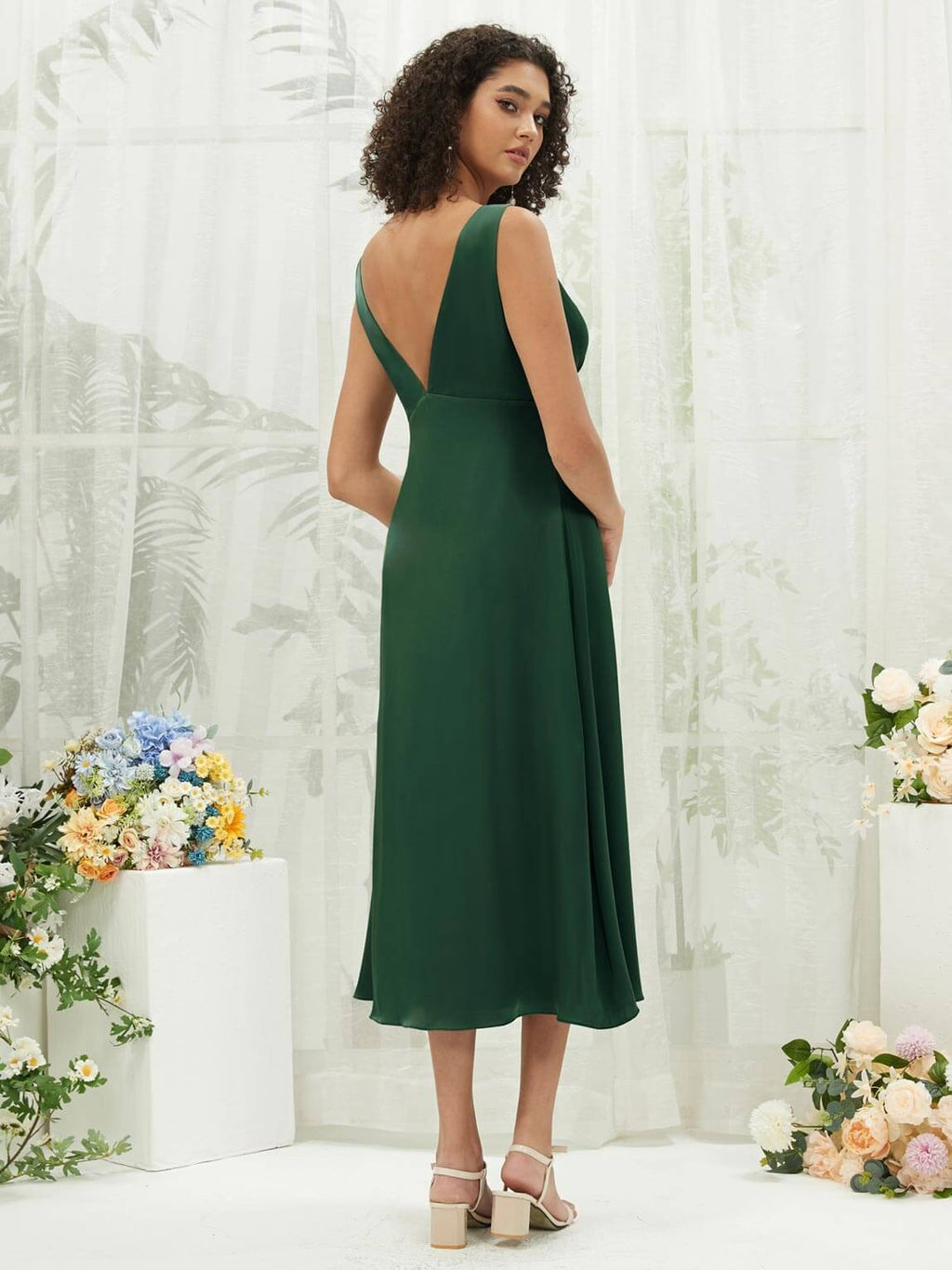 NZ Bridal Emerald Green Detachable Satin Backless bridesmaid dresses BH30512 Gloria a
