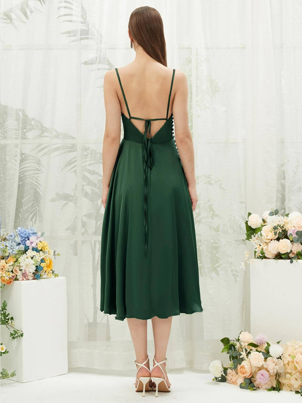 NZ Bridal Emerald Green Satin A Line bridesmaid dresses AA30511 Ceci a