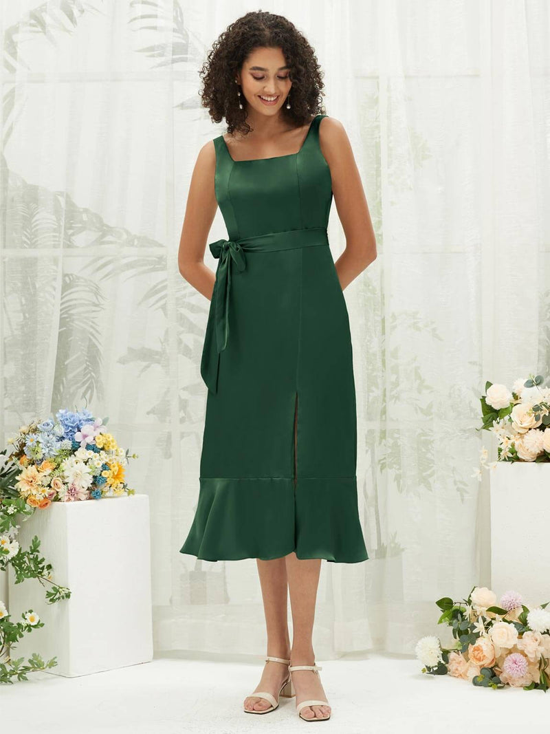 NZ Bridal Emerald Green Satin Sleeveless bridesmaid dresses AA30511 Ceci a