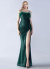 NZ Bridal Emerald Green Sequin High Slit Maxi Prom Dress 31365 Sadie a