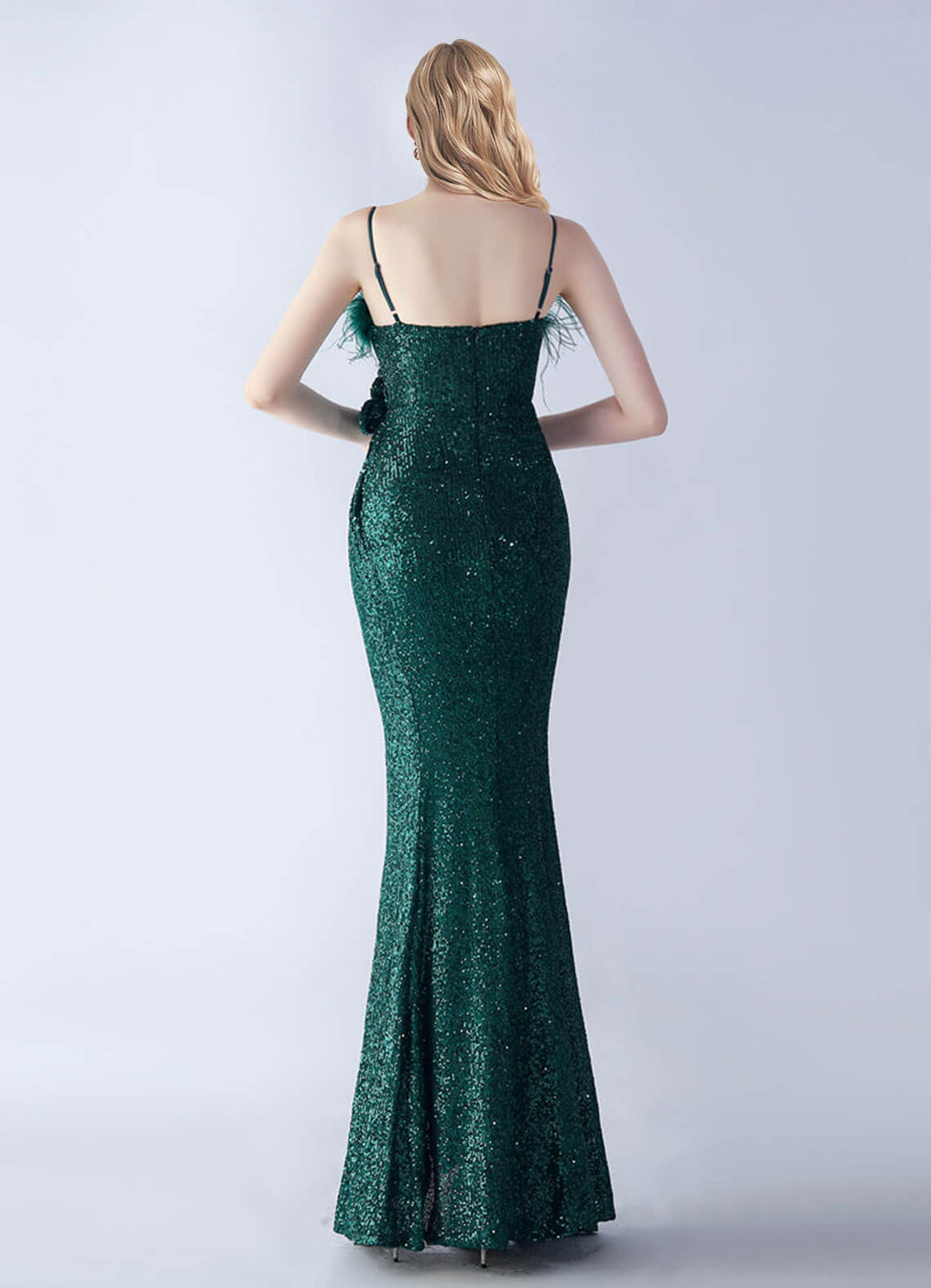 NZ Bridal Emerald Green Sequin High Slit Maxi Prom Dress 31365 Sadie a