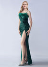 NZ Bridal Emerald Green Sequin High Slit Maxi Prom Dress 31365 Sadie c