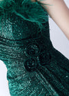 NZ Bridal Emerald Green Sequin High Slit Maxi Prom Dress 31365 Sadie detail2