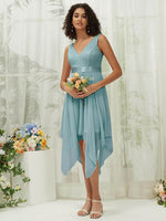 NZ Bridal Empire Chiffon Lace High Low Moody Blue bridesmaid dresses 00207ep Evie a