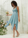 NZ Bridal Empire Chiffon Lace High Low Moody Blue bridesmaid dresses 00207ep Evie b