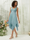 NZ Bridal Empire Chiffon Lace High Low Moody Blue bridesmaid dresses 00207ep Evie c