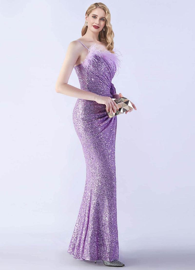NZ Bridal Lavender Mermaid Slit Maxi Sequin Prom Dress 31365 Sadie c
