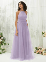 NZ Bridal Light Dusty Purple Halter Neck Tulle Maxi bridesmaid dresses R1025 Naya c