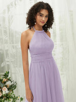 NZ Bridal Light Dusty Purple Halter Neck Tulle Maxi bridesmaid dresses R1025 Naya d