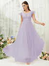 NZ Bridal Light Dusty Purple Sleeveless Tulle Maxi bridesmaid dresses R0410 Collins c