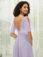 NZ Bridal Light Dusty Purple Tulle Ruffle Sleeves bridesmaid dresses R1027 Dallas detail1