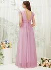 NZ Bridal Mauve CapSleeves Tulle Floor Length bridesmaid dresses R0410 Collins b