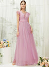 NZ Bridal Mauve CapSleeves Tulle Floor Length bridesmaid dresses R0410 Collins c