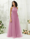 NZ Bridal Mauve Floor Length Tulle Flowy bridesmaid dresses With Pocket R1025 Naya c