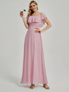 NZ Bridal Mauve Off Shoulder Maxi Chiffon Ruffle bridesmaid dresses 00968ep Iris a