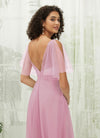 NZ Bridal Mauve Sweetheart Ruffle Sleeve Tulle Flowy bridesmaid dresses R1027 Dallas detail1