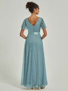 NZ Bridal Moody Blue Ruffle Sleeves Tulle Flowy bridesmaid dresses 07962ep Lucy b