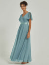NZ Bridal Moody Blue Ruffle Sleeves Tulle Flowy bridesmaid dresses 07962ep Lucy c
