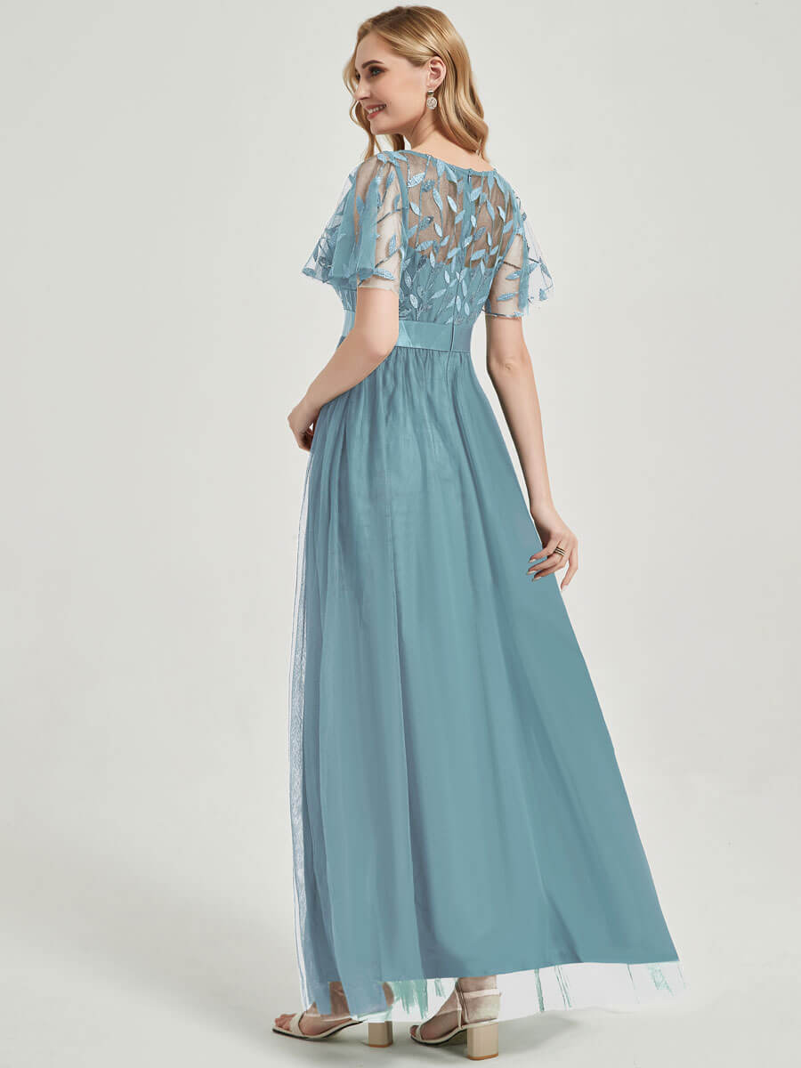 NZ Bridal Moody Blue Sequin A Line Floor Length Prom Dress 00904EP Miyuki a