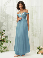 NZ Bridal Moody Blue Sequin Tulle Maxi Flowy Prom Dress 00277ee Esther a