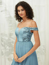 NZ Bridal Moody Blue Sequin Tulle Maxi Flowy Prom Dress 00277ee Esther d