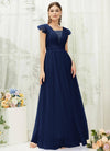 NZ Bridal Navy Blue Backless Floor Length Tulle bridesmaid dresses R0410 Collins c