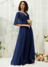 NZ Bridal Navy Blue Backless Flowy Tulle bridesmaid dresses R1026 Thea  d