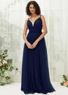 NZ Bridal Navy Blue Backless Pleated Tulle bridesmaid dresses R1029 Alma a