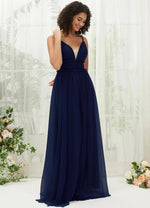 NZ Bridal Navy Blue Backless Pleated Tulle bridesmaid dresses R1029 Alma c