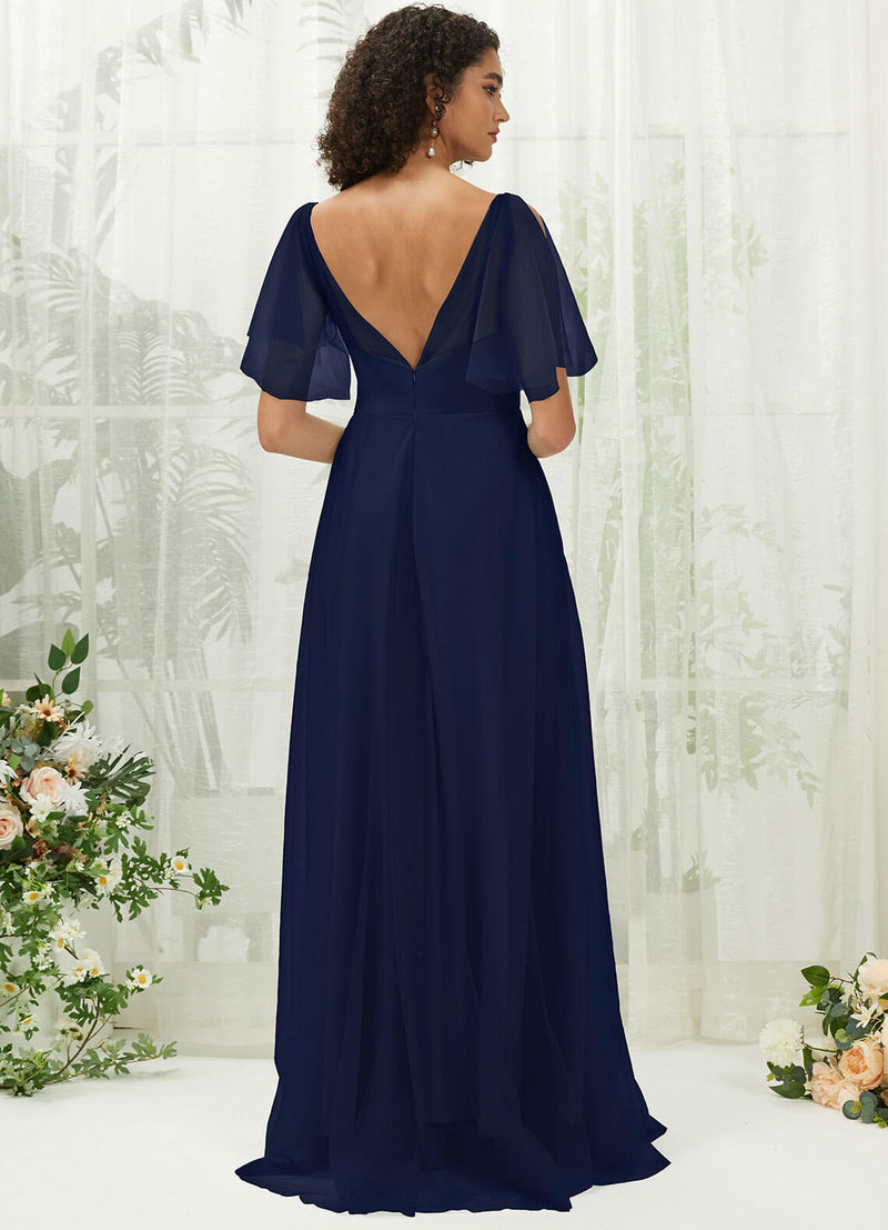 NZ Bridal Navy Blue Backless Tulle bridesmaid dresses R1027 Dallas b