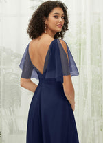 NZ Bridal Navy Blue Backless Tulle bridesmaid dresses R1027 Dallas detail1