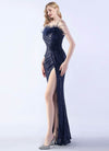 NZ Bridal Navy Blue Feather Sequin Mermaid Maxi Formal Gown 31365 Sadie d