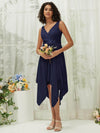 NZ Bridal Navy Blue Lace Chiffon Short bridesmaid dresses 00207ep Evie a