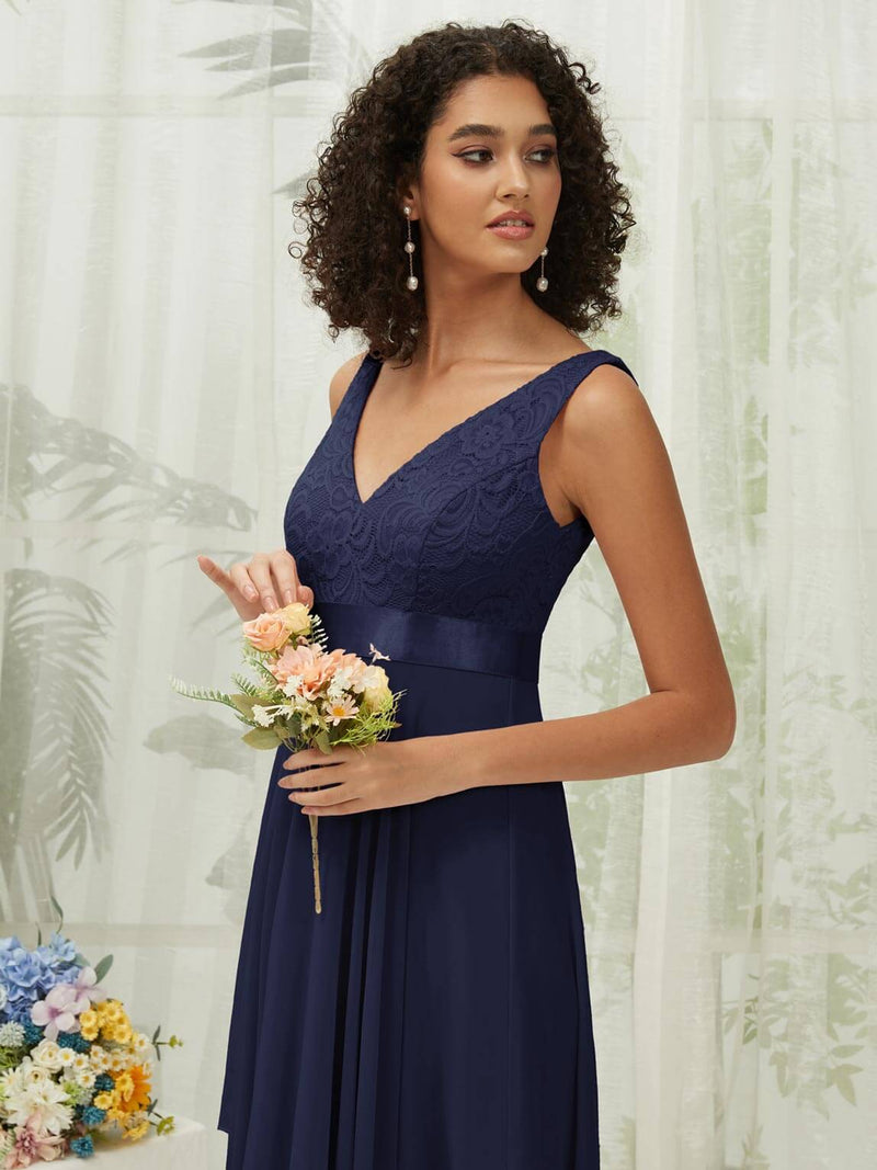 NZ Bridal Navy Blue Lace Chiffon Short bridesmaid dresses 00207ep Evie d
