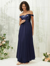 NZ Bridal Navy Blue Off Shoulder Sequin Tulle Prom Dress 00277ee Esther a