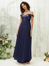 NZ Bridal Navy Blue Off Shoulder Sequin Tulle Prom Dress 00277ee Esther c