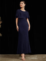 NZ Bridal Navy Blue Ruffle Shawl Lace Maxi Prom Dress 0142AEM Molly a