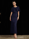NZ Bridal Navy Blue Ruffle Shawl Lace Maxi Prom Dress 0142AEM Molly c