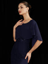 NZ Bridal Navy Blue Ruffle Shawl Lace Maxi Prom Dress 0142AEM Molly d