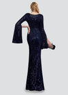 NZ Bridal Navy Blue V Neck Sequin Maxi Mermaid Prom Dress 18576 Alora b