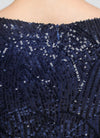 NZ Bridal Navy Blue V Neck Sequin Maxi Mermaid Prom Dress 18576 Alora detail1