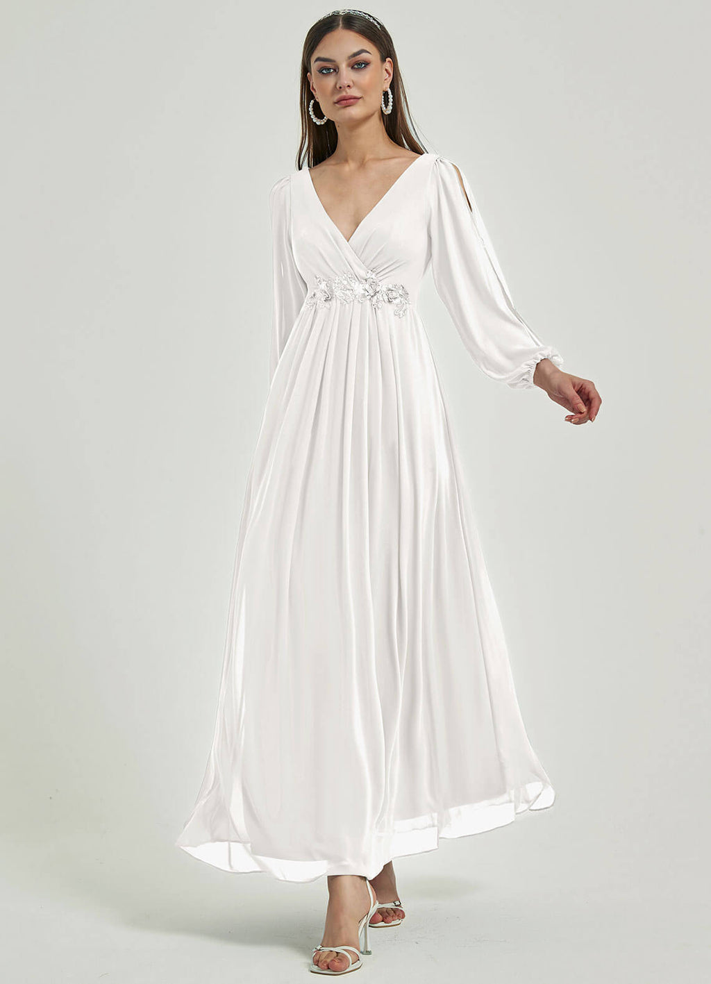 NZ Bridal Off White Chiffon Maxi bridesmaid dresses 00461ep Liv a