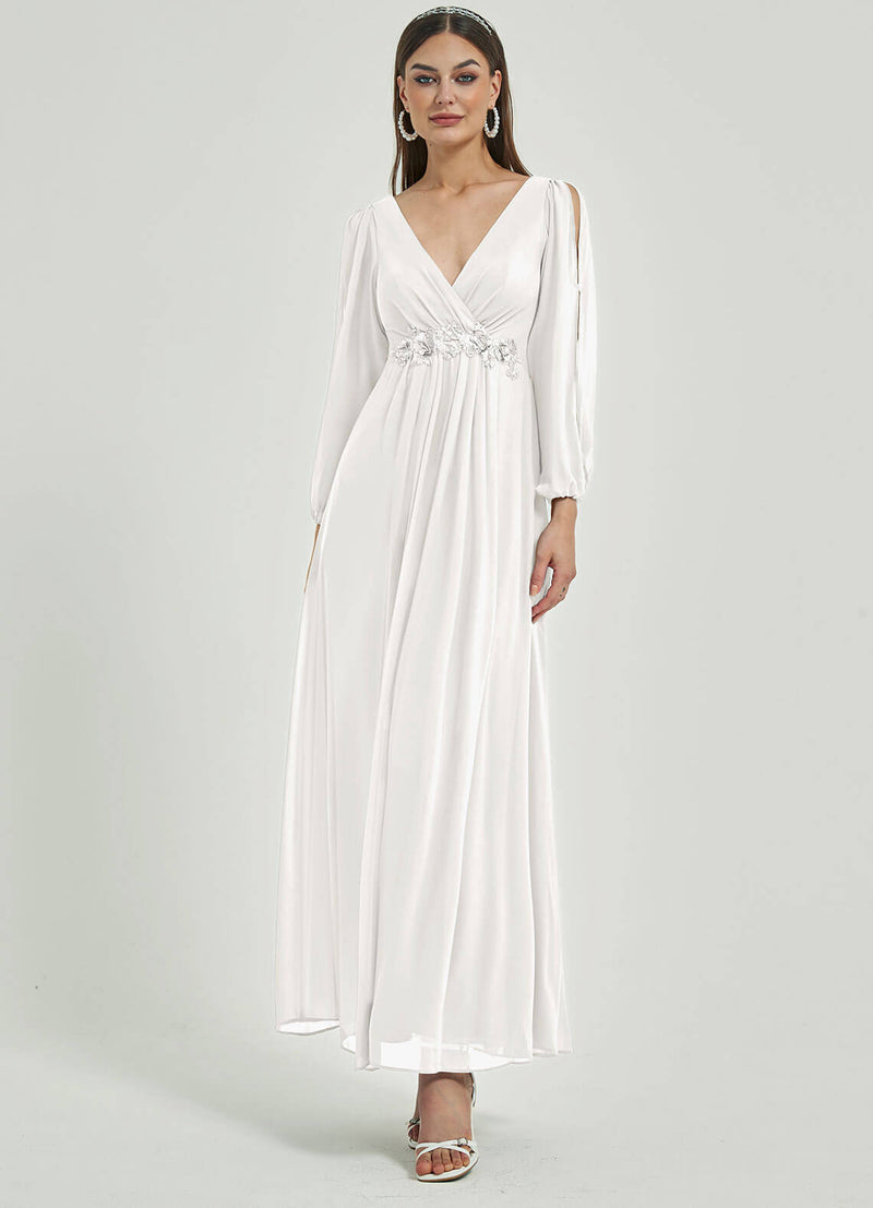 NZ Bridal Off White Chiffon Maxi bridesmaid dresses 00461ep Liv c