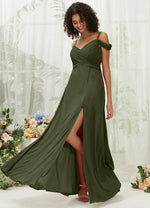 NZ Bridal Olive Convertible Chiffon Flowy Maxi Bridesmaid Dress with Slit TC30219 Celia c