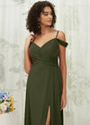 NZ Bridal Olive Convertible Chiffon Flowy Maxi Bridesmaid Dress with Slit TC30219 Celia d