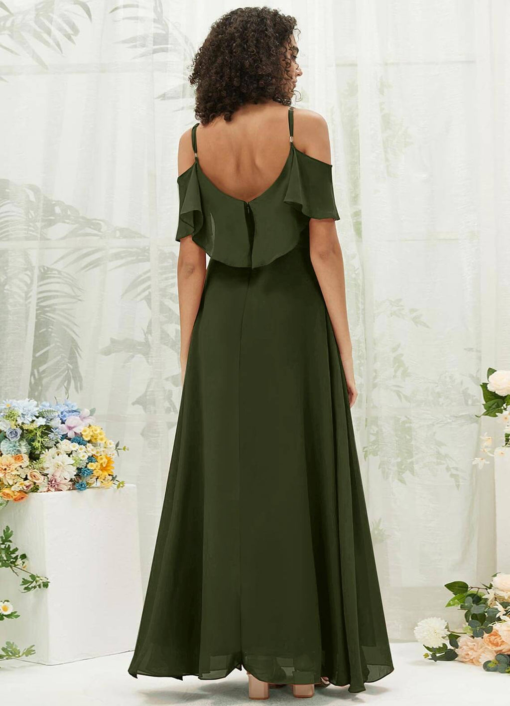 NZ Bridal Olive Ruffle Sleeves Sweetheart Bridesmaid Dress AM31003 Fiena a