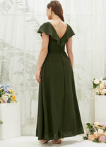 NZ Bridal Olive V Neck Wrap Chiffon Floor Length Bridesmaid Dress AZ31002 Jael b