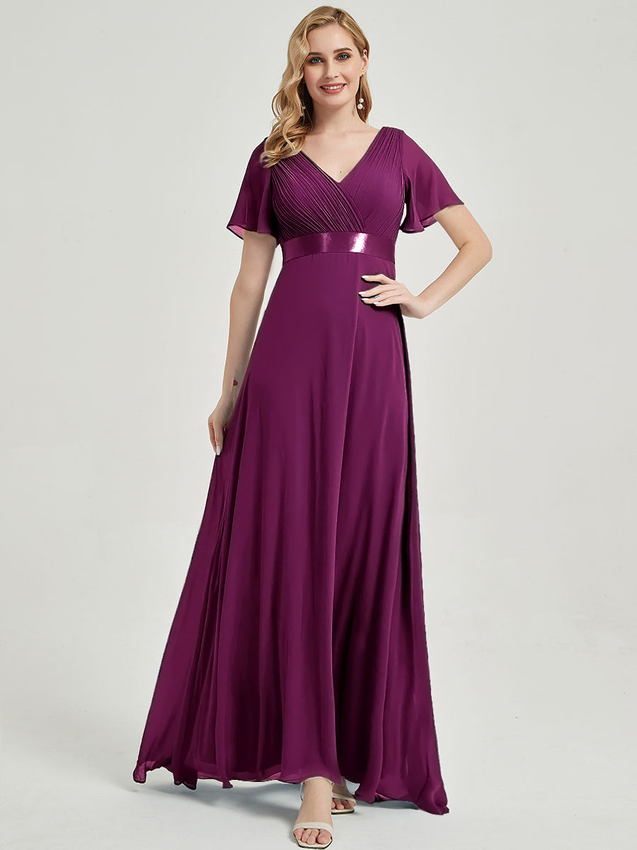 NZ Bridal Orchid Maxi Chiffon Pleated bridesmaid dresses 09890ep Mei a