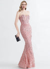 NZ Bridal Pink Gold Strapless Sweetheart Maxi Sequin Prom Dress 31155 Victoria c